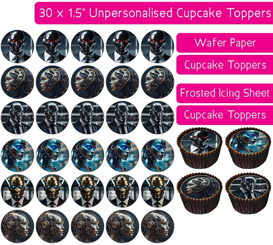 Human Robot - 30 Cupcake Toppers