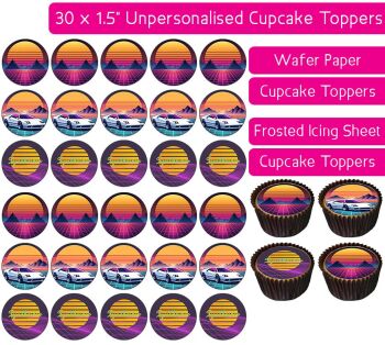 Synthwave - 30 Cupcake Toppers