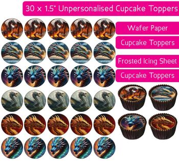 Dragon Fantasy - 30 Cupcake Toppers