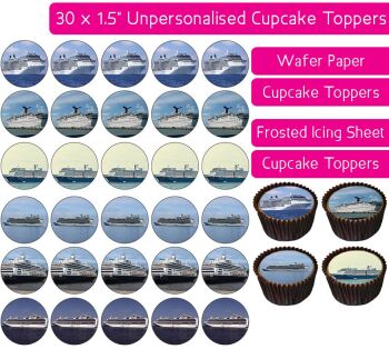Cruise Ship - 30 Cupcake Toppers