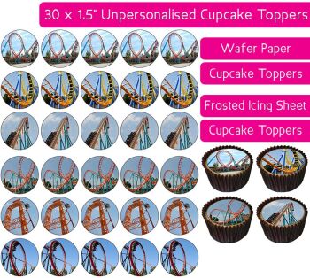Roller Coasters - 30 Cupcake Toppers