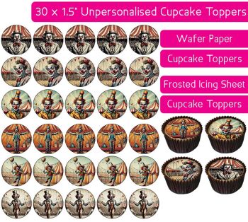Circus Clown - 30 Cupcake Toppers