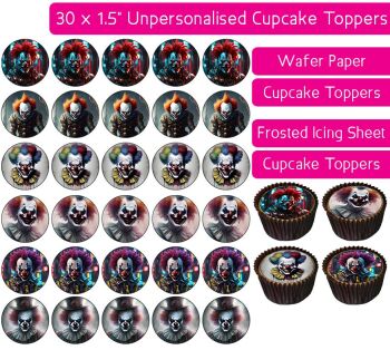 Spooky Clown - 30 Cupcake Toppers