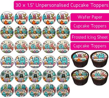 Monster Tea Party - 30 Cupcake Toppers