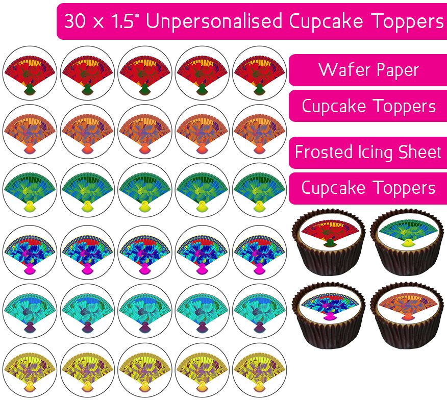 Flower Fan - 30 Cupcake Toppers