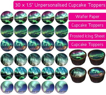 Northern Lights - 30 Cupcake Toppers