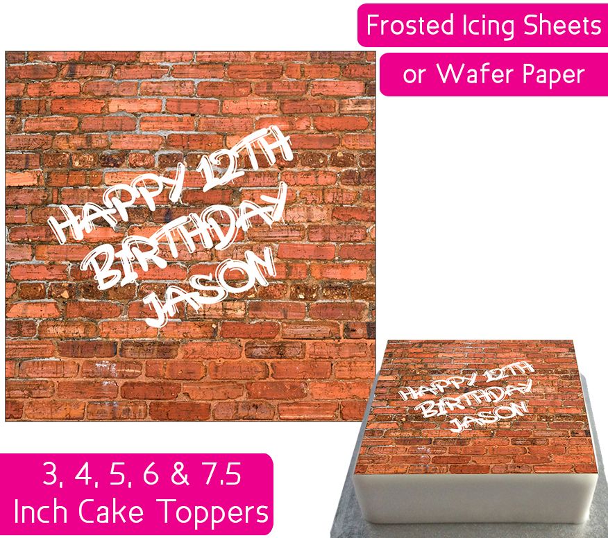 Brick Wall Square Personalised Cake Topper
