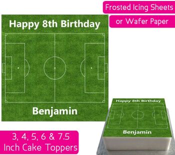 Football Pitch Square Personalised Cake Topper