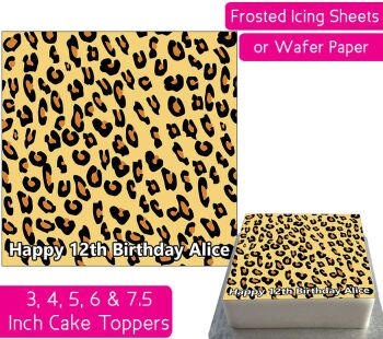Leopard Print Square Personalised Cake Topper
