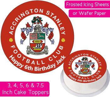 Accrington Stanley Football Personalised Cake Topper