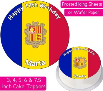 Andorra Flag Personalised Cake Topper