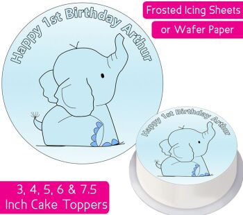 Baby Blue Elephant Personalised Cake Topper