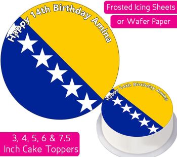 Bosnia & Herzegovina Flag Personalised Cake Topper