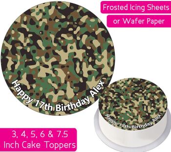 Camouflage Print Personalised Cake Topper