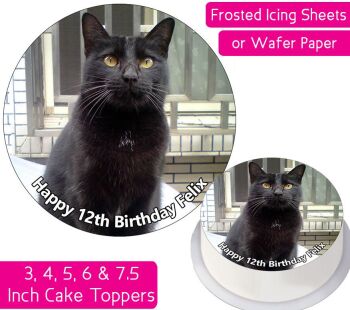 Cat Black Personalised Cake Topper