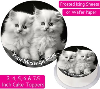 Cat White Personalised Cake Topper