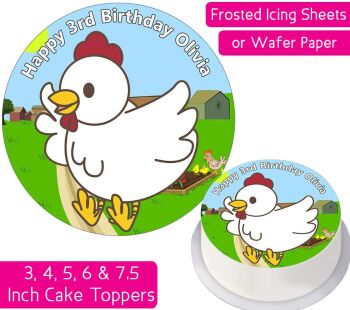 Chickens Cartoon Personalised Cake Topper