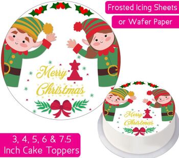 Christmas Elves Personalised Cake Topper
