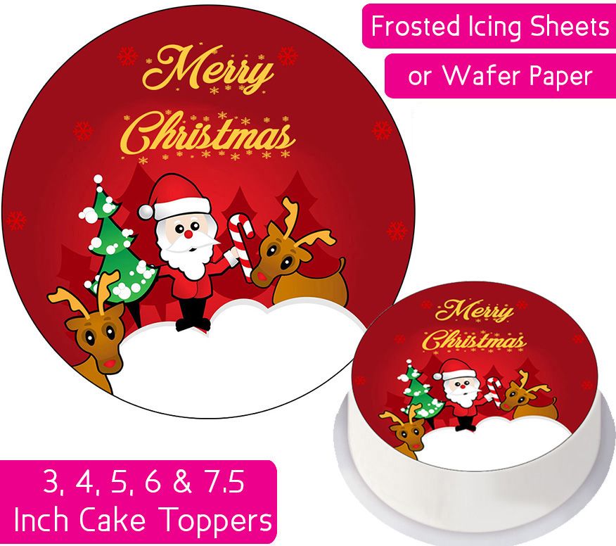 Christmas Santa Reindeer Personalised Cake Topper