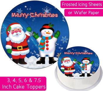 Christmas Santa Snowman Personalised Cake Topper