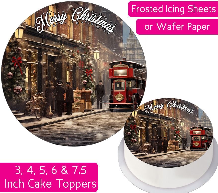 Christmas Vintage London Personalised Cake Topper