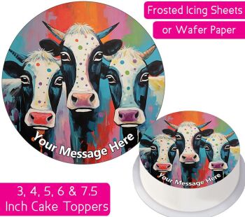 Cows Artistic Personalised Cake Topper