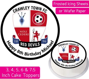 Crawley Town Football Personalised Cake Topper