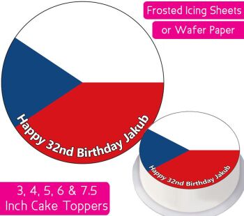 Czech Republic Flag Personalised Cake Topper