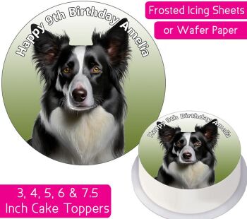 Dog Border Collie Personalised Cake Topper