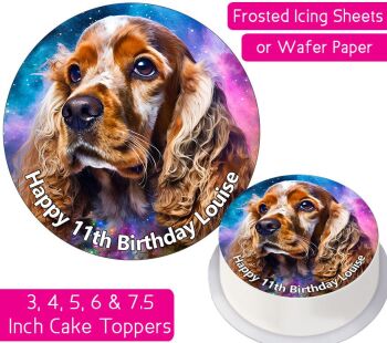 Dog Colourful Cocker Spaniel Personalised Cake Topper