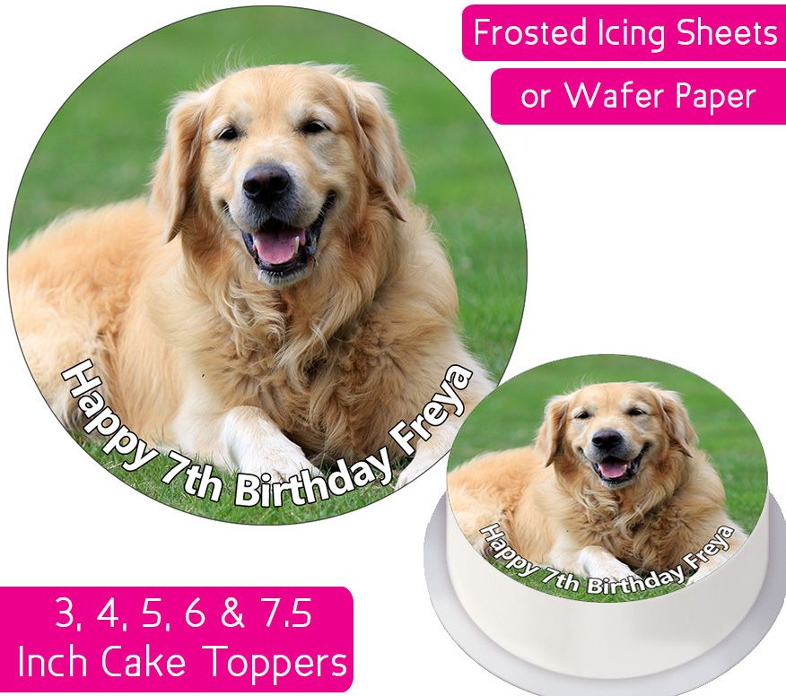 Dog Golden Retriever Personalised Cake Topper