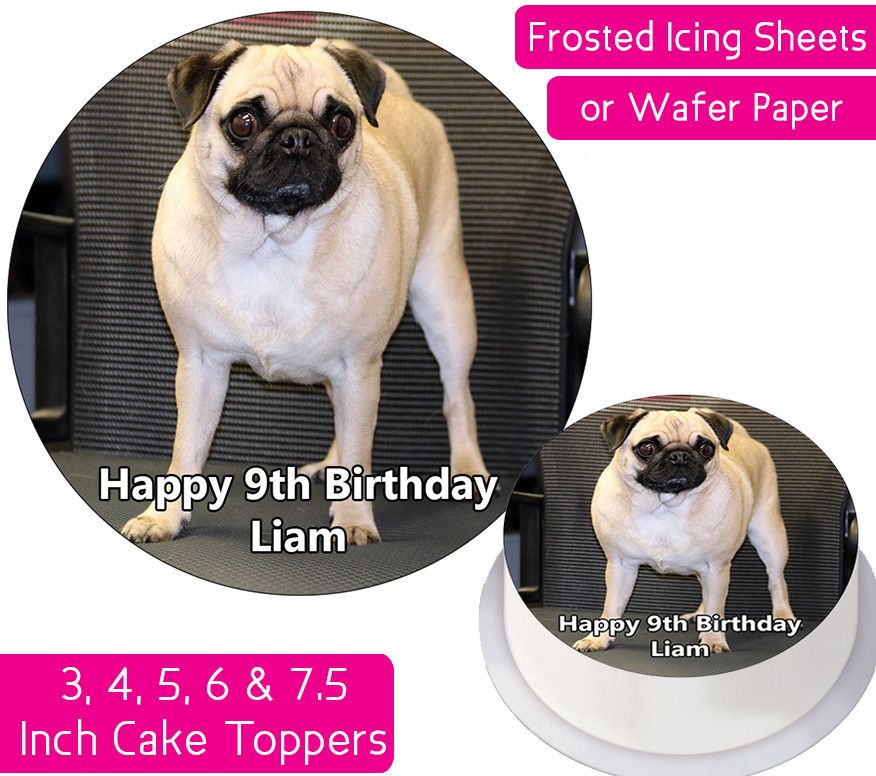 Dog Pug Personalised Cake Topper