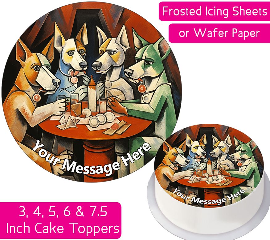 Dogs Playing Cards Personalised Cake Topper