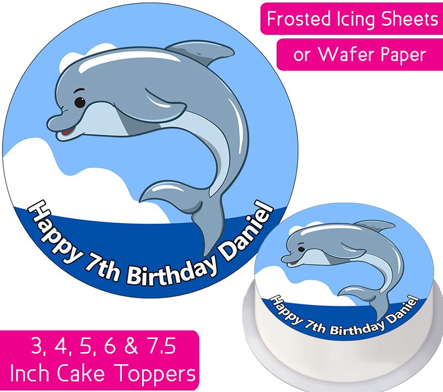 Dolphin Cartoon Personalised Cake Topper