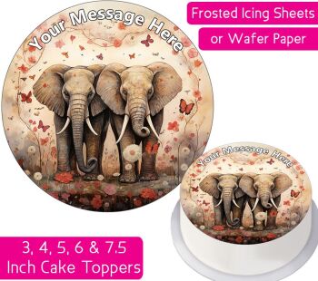 Elephant Couple Personalised Cake Topper