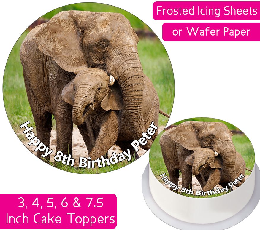 Elephants Personalised Cake Topper