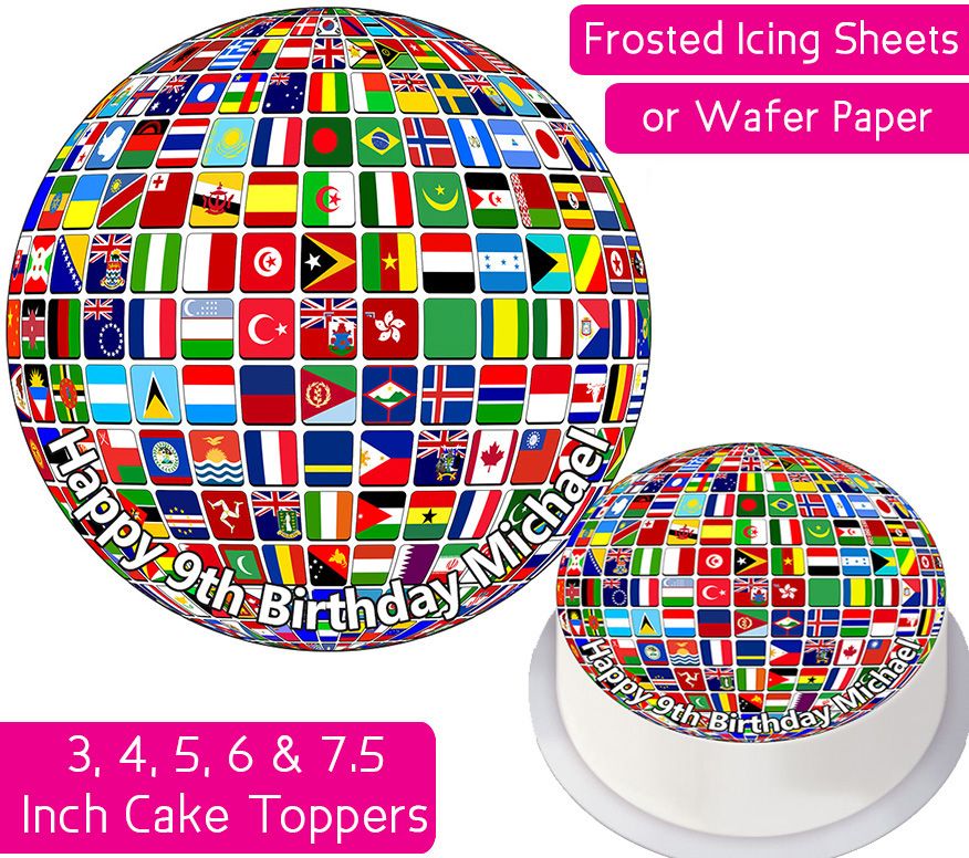 Flag Globe Personalised Cake Topper