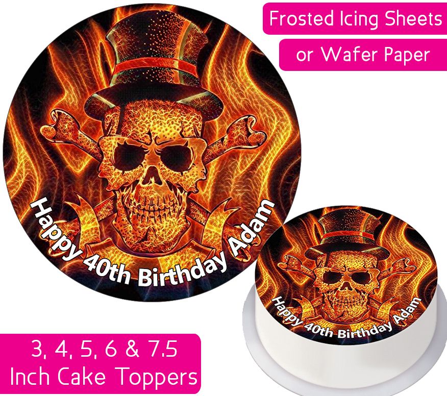 Flame Skull Personalised Cake Topper