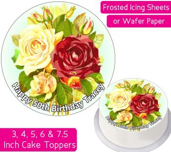 Flowers Personalised Cake Topper