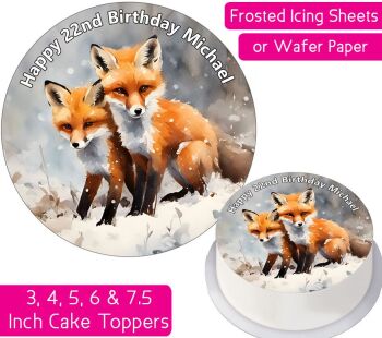 Fox Cartoon Personalised Cake Topper