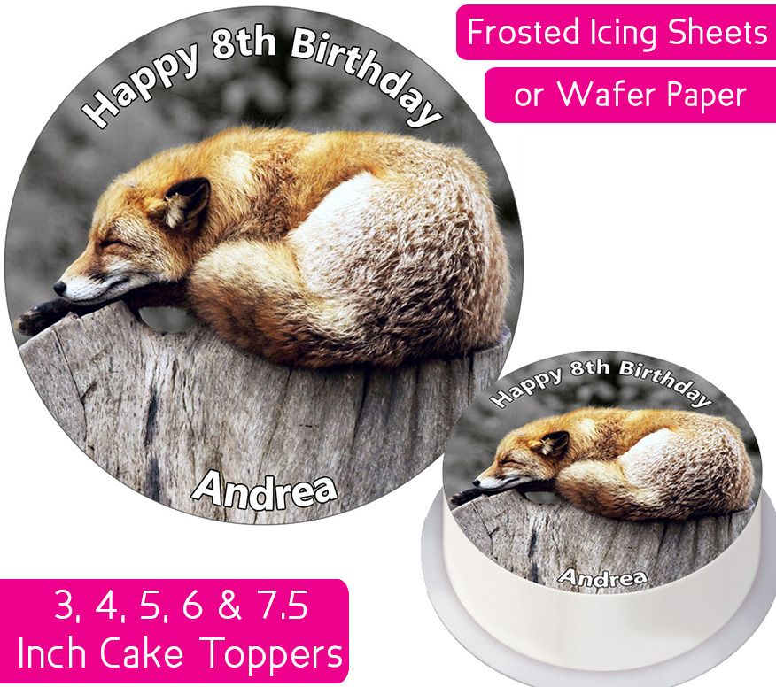 Fox Sleeping Personalised Cake Topper