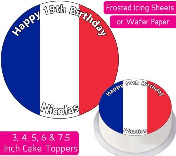 France Flag Personalised Cake Topper