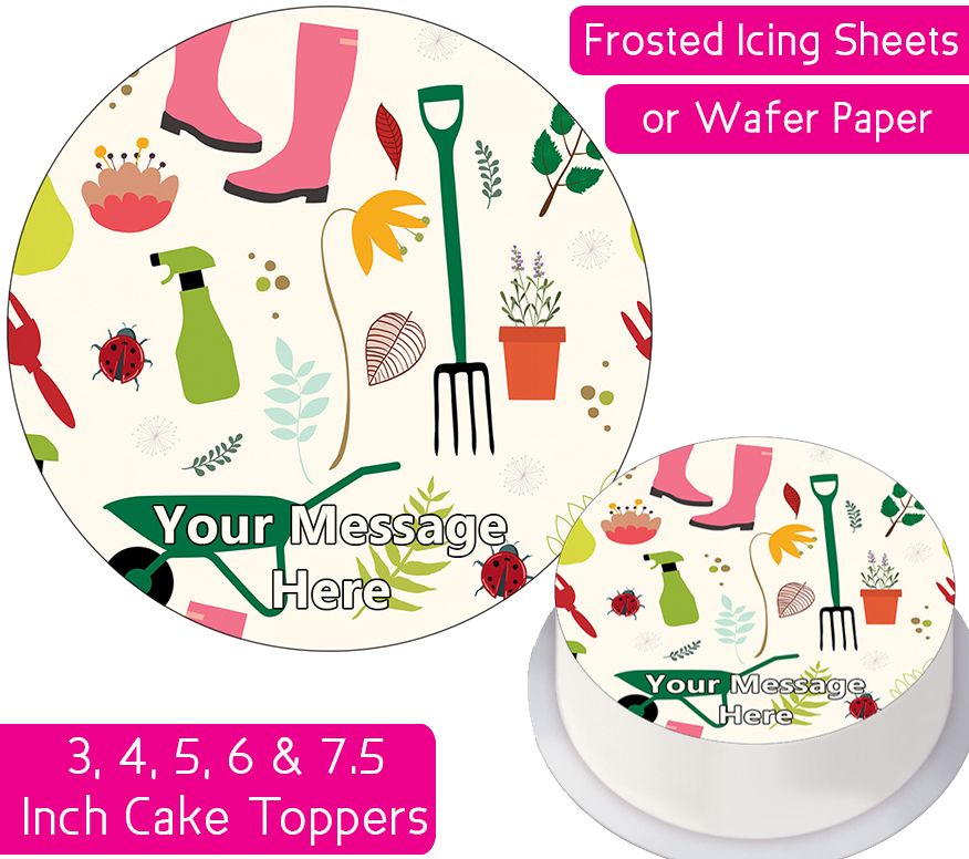 Gardening Pattern Personalised Cake Topper