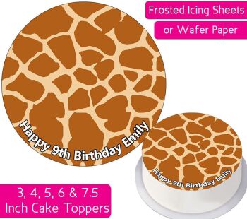 Giraffe Print Personalised Cake Topper