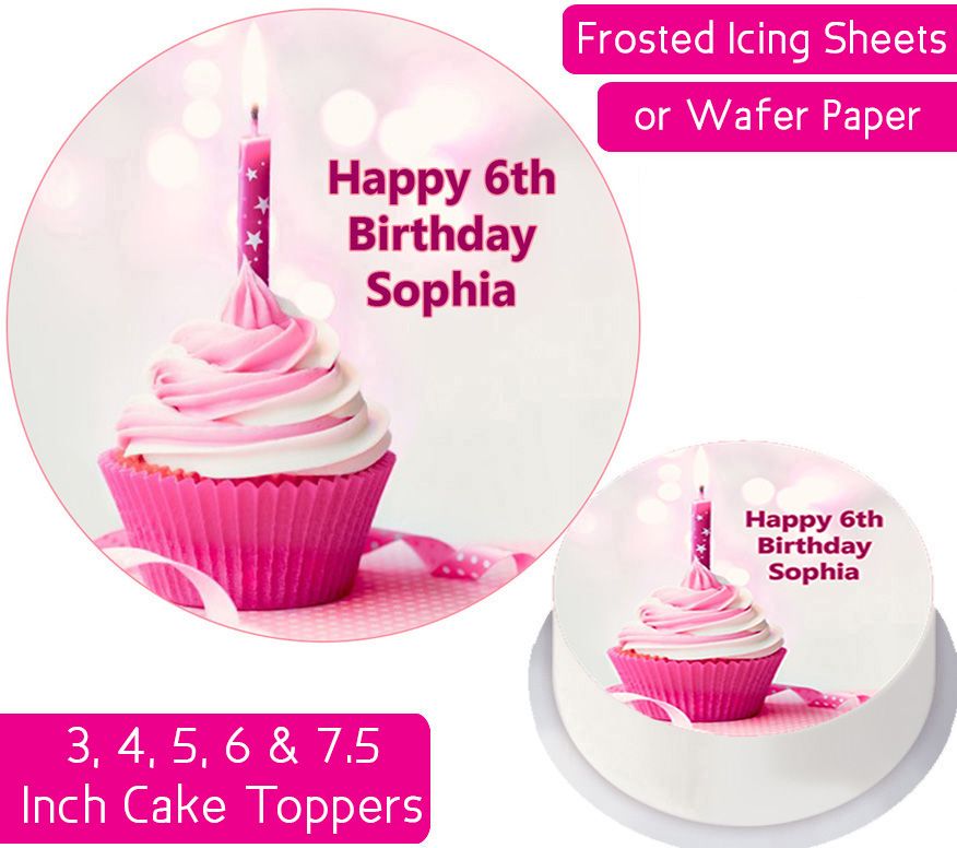 Girls Cupcake Personalised Cake Topper