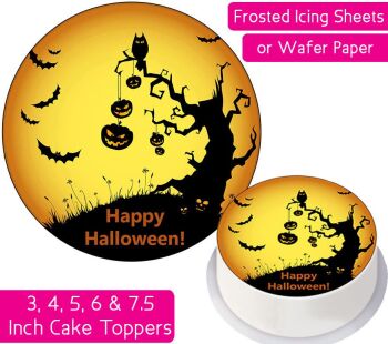 Halloween Pumpkins & Bats Personalised Cake Topper
