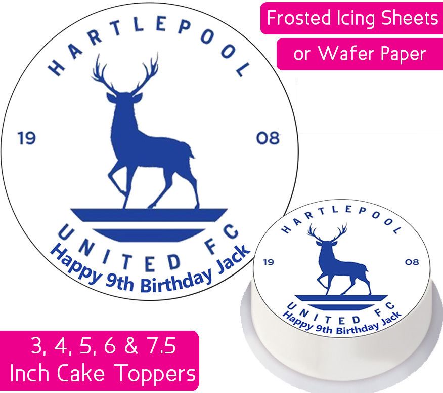 Hartlepool United Football Personalised Cake Topper