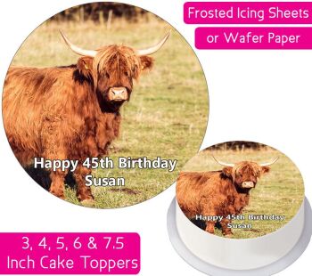 Highland Cow Personalised Cake Topper