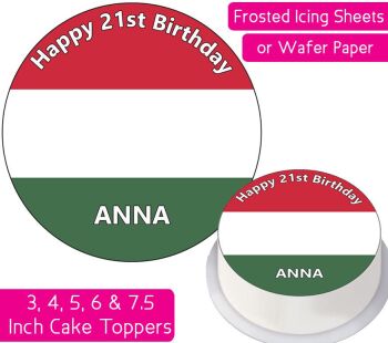 Hungary Flag Personalised Cake Topper