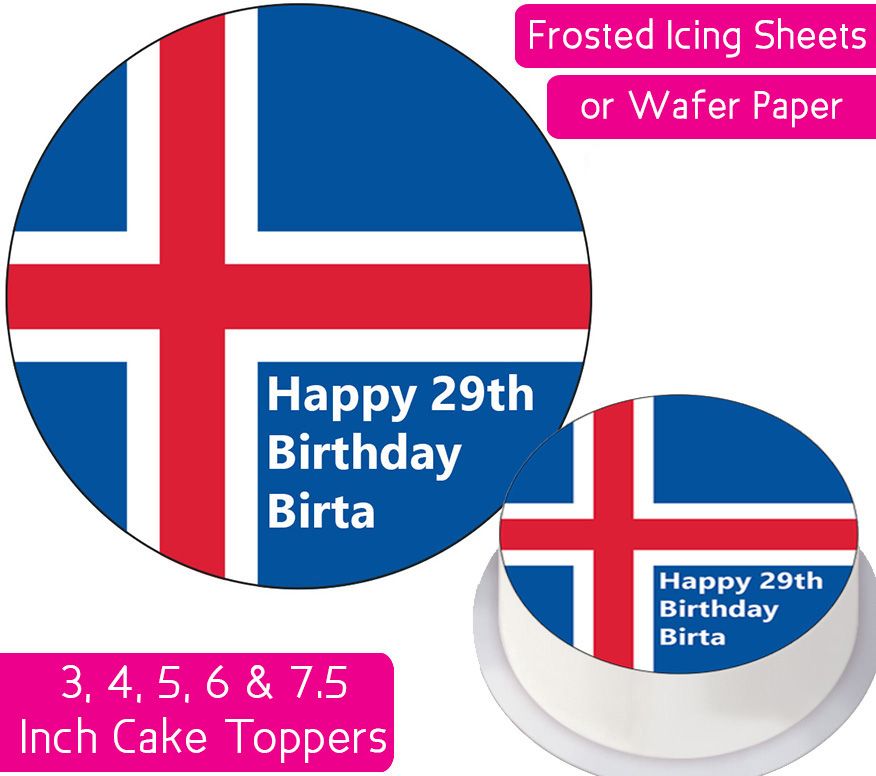 Iceland Flag Personalised Cake Topper